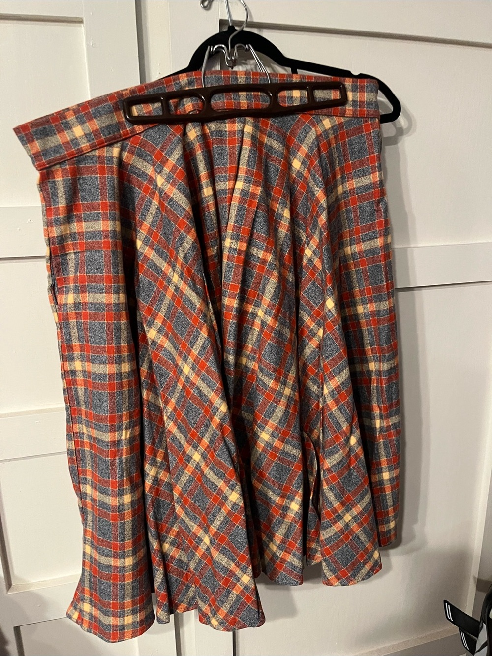 Plaid A-Line Women's Skirt in Rust and Gray